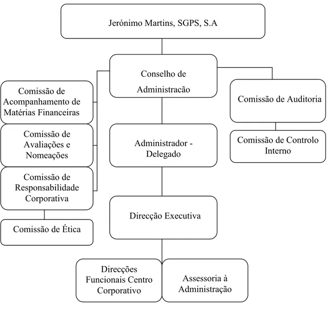 Figura 1 – Organigrama do Grupo Jerónimo Martins  Fonte: Relatório de Governo da Sociedade, 2011, p.14