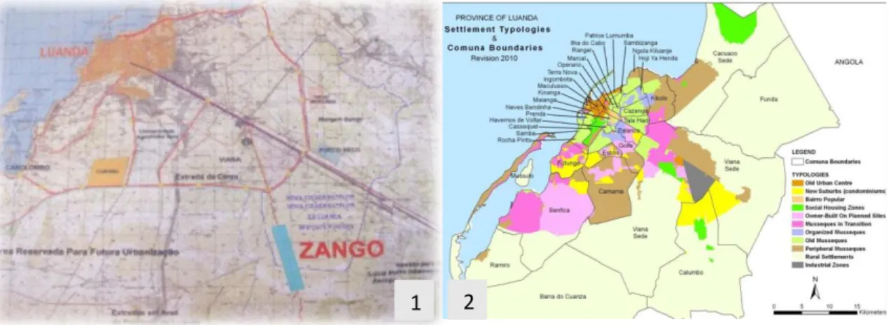 Figura 5 - Ortofotomapa da cidade de Luanda antes e depois da expansão 