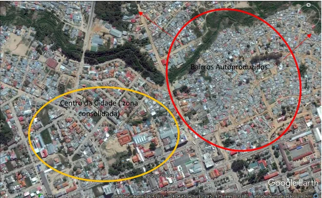 Figura 18 - Ortofotomapa da cidade do Lubango e expansão  Fonte: Google Earth, trabalhado pelo Autor (2017)