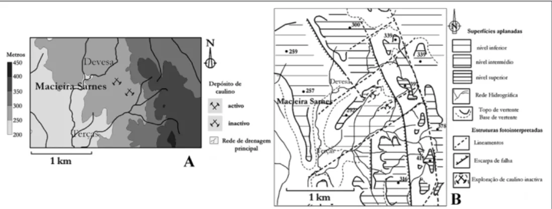 Fig. 6. Enquadramento morfoestrutural da área do Grupo do Bustelo (depósito de Macieira Sarnes)