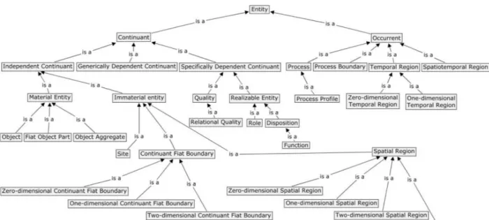 Figure 3 ‒ BFO top‒level ontology, its levels and categories