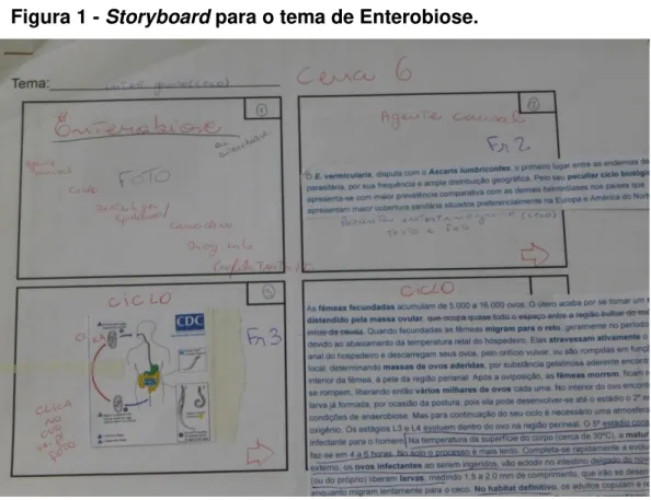 Figura 1 - Storyboard para o tema de Enterobiose. 