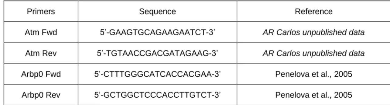 Table 2.3 Primer for Real-Time qPCR. 