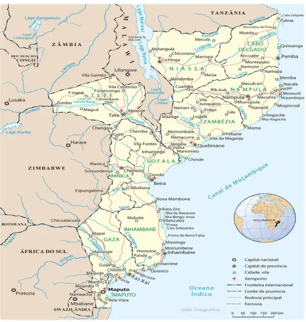 Figura 4: Posição geoestratégica de Moçambique face aos países do hinterland na  região da África Austral 