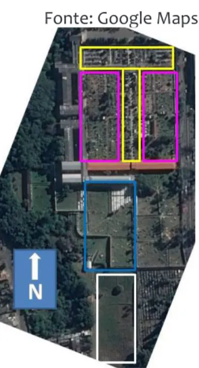 Figura 7: Vista aérea do cemitério e visualização das diferentes áreas sociais e econômicas  do local