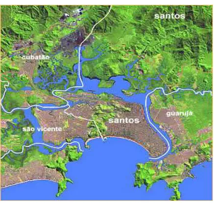 Figura 2 - Santos, via satélite. 