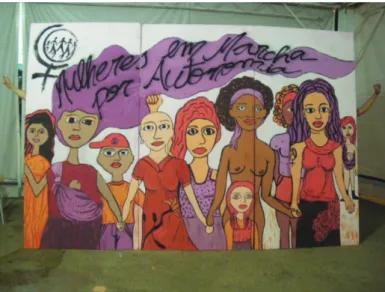 Figura 6 – Artelibertária. Mural na Marcha Mundial das Mulheres – 30 de agosto de 2013 Fonte: https://artelibertaria.wordpress.com