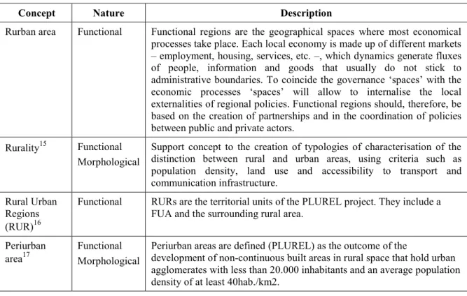 Table 2: Conceptual framework for functional regions from a rural-urban perspective 