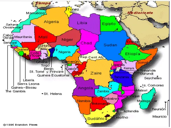 Figura 2: Mapa do Continente Africano Fonte: http://democraciapolitica.blogspot.com