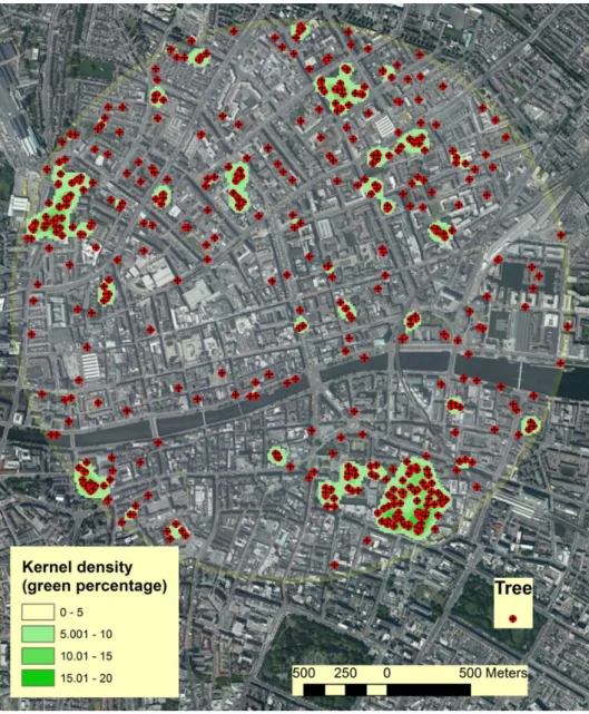 Figure 1. The Dublin city centre area study area as defined in i-Tree Canopy; 5000  randomly  selected  points  within  the  study  area  were  classified  into  land-cover  types