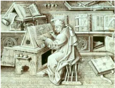 Figura 4 – Copista realizando seu trabalho, num scriptorium medieval 13