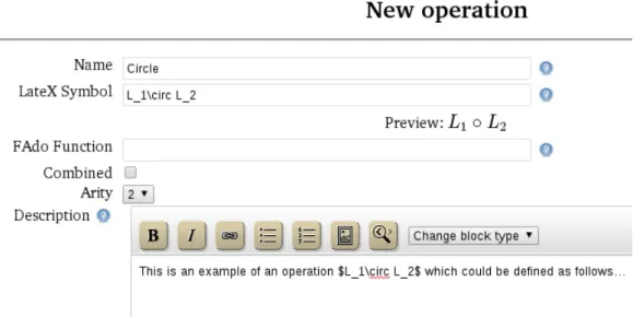 Figure 5.1: Form for adding a new operation