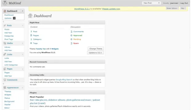 Figura 6 – Dashboard Wordpress 