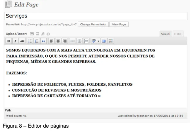 Figura 8  –  Editor de páginas 