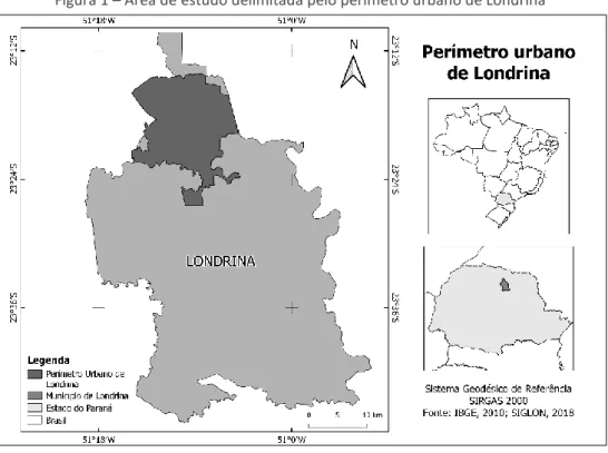 Figura 1 – Área de estudo delimitada pelo perímetro urbano de Londrina 