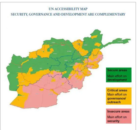 Figura 9: Mapa da acessibilidade da ONU  Fonte: OTAN, 2009, p.26 