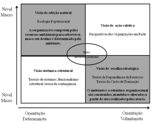 Figura 5 - Representação do Debate entre a visão de seleção natural e de escolha estratégica  Fonte: adaptado de Astley; Van de Ven (2007, p.86) 