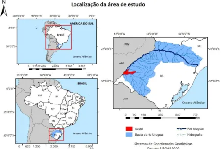 Figura 1 - Mapa de localização da porção da bacia do Rio Uruguai em estudo 