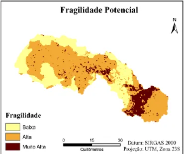 Figura 6 – Fragilidade Potencial na Bacia do Rio Peruaçu 