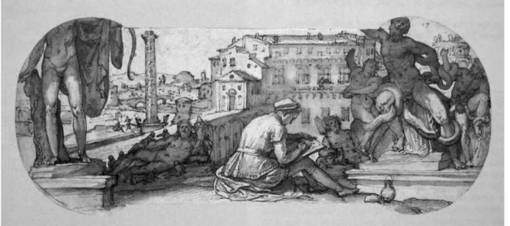 Fig. 6 - Tadeo Zuccaro copiando do antigo; Federico Zuccaro, c. 1590 