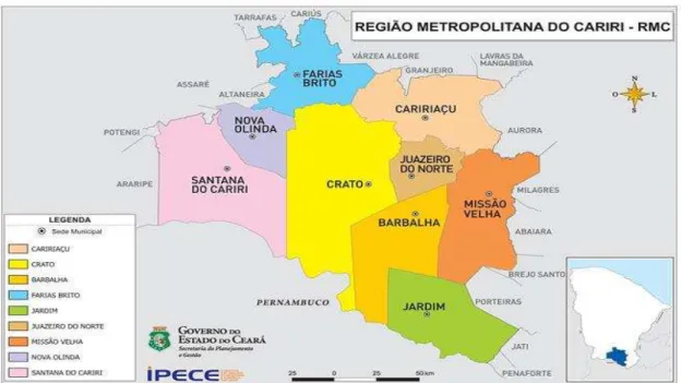 FIGURA 4 - MAPA DA REGIÃO METROPOLITANA DO CARIRI - RMC 
