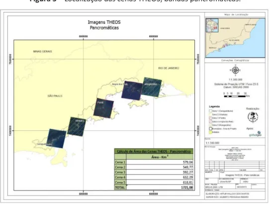 Figura 3 – Localização das cenas THEOS, bandas pancromáticas. 