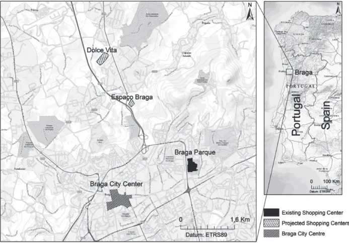 fig. 1. Retail concentrations in Braga