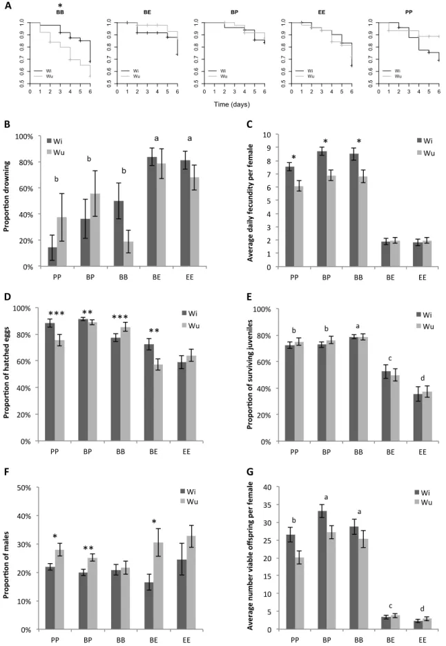 Figure 7. Effect of Wolbachia on spider mites performance after maintenance on different host plants