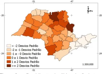Figura  3  -  Espacialização  do  Valor  da  Produção  Agropecuária nos EDR do Estado de São Paulo.