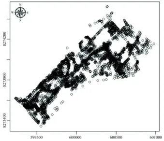 Figura 1 - Grid com indicação dos pontos amostrais. 