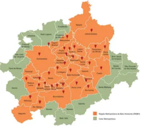 Figura 1  –  Municípios da RMBH e Colar Metropolitano 