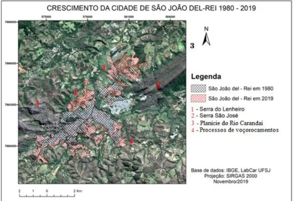 Figura 3: Crescimento do Perímetro urbano entre os anos de 1984 e 2010 na  cidade de São João del-Rei