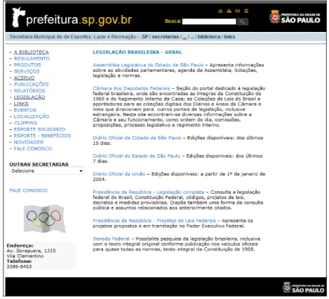 Figura 7 – Página de Links da Legislação Brasileira - Geral na página do CDB 