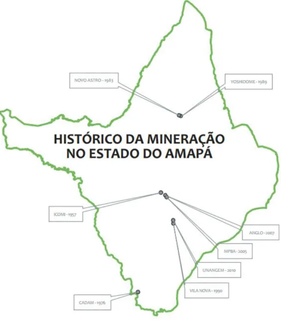 Figura  1  –  Mapa  do  Estado  do  Amapá  –  Diagnóstico  do  Setor  Mineral  do  Estado  do  Amapá  –   2010  (MME/SEICOM/IEPA) 