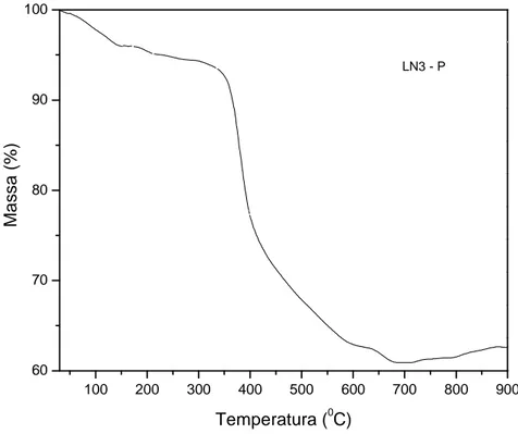 Figura 4.1– Curva TG do precursor catalítico LN3 – P 