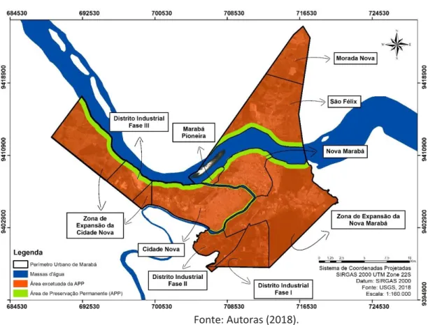 Figura 7: Delimitação das APP’s dos rios Tocantins e Itacaiúnas na área  urbana. 