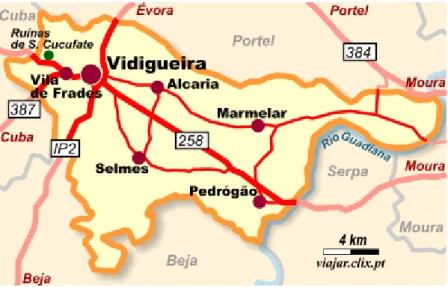 Fig. 1-Mapa do Concelho de Vidigueira  Fonte: http://viajar.clix.pt/chegar.php?c=260&amp;lg=pt 