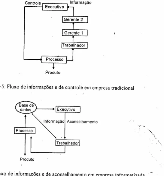 Figura 1-6: Fluxo de informações e de aconselhamento em empresa informatizada