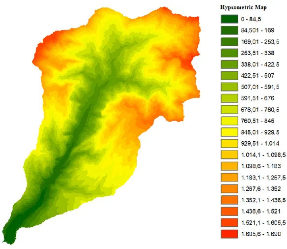 Figure 9 – Hypsometric map of the Ribeira Brava´s watershed 