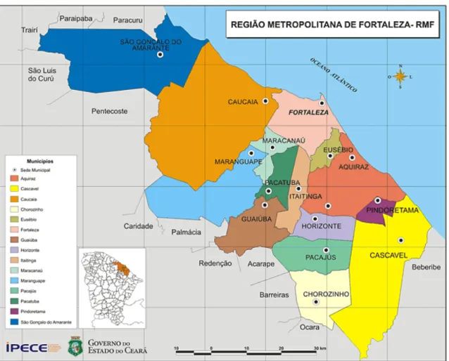 Figura 2 – Mapa da região metropolitana de Fortaleza – RMF. 