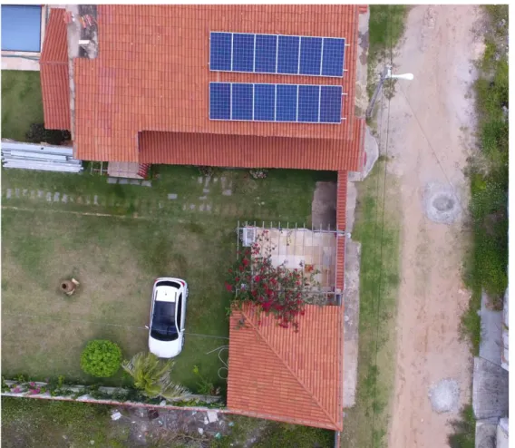 Figura 5 - Sistema FV de 3,84 kWp instalado em telhado no litoral do Ceará. 
