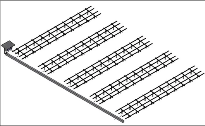 Figura  16  -  Estrutura  de  fixação  completa,  estrutura  para  inversor  e  encaminhamento  subterrâneo  de  cabos