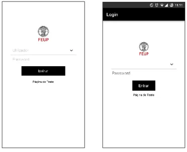 Figura 12: Páginas de Login (iOS/Android) 
