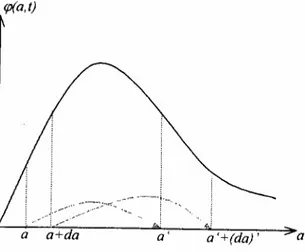 Figura 3.4 - Acumulação individual de ativos e a função densidade de  pro-babilidade cp( a, t) .