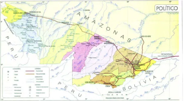 Figura 1: Mapa do Acre – localizando a cidade de Rio Branco. 