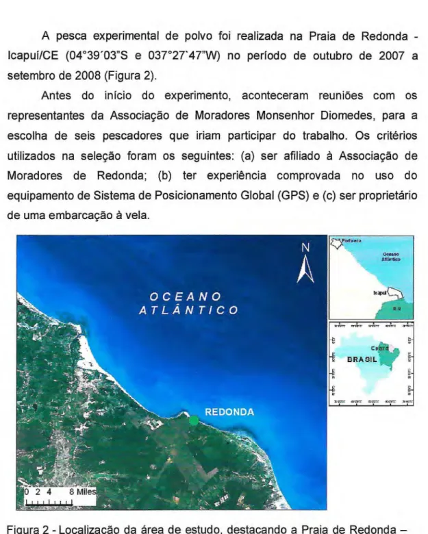 Figura 2 - Localização da área de estudo, destacando a Praia de Redonda —  Icapuí/CE. 