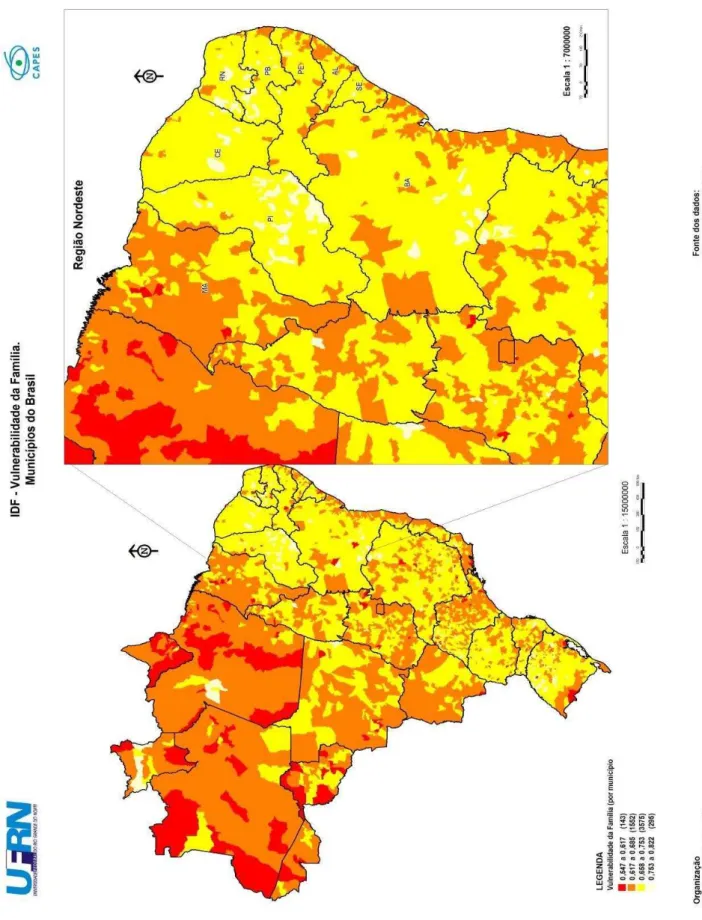 Figura  2  –  IDF-  Vulnerabilidade  da  família:  Municípios  do  Brasil  com  destaque  para  os  municípios da região Nordeste/2010