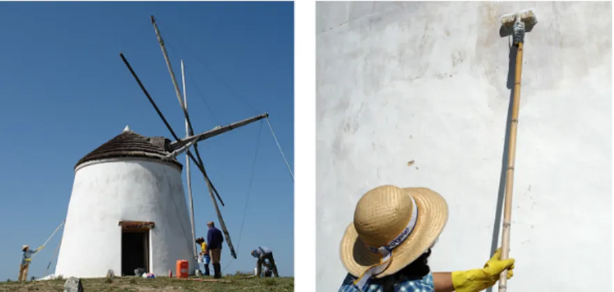 Figura 4 – Caiação de moinho de vento. Cachopo, Tavira. Crédito: Marta Santos.