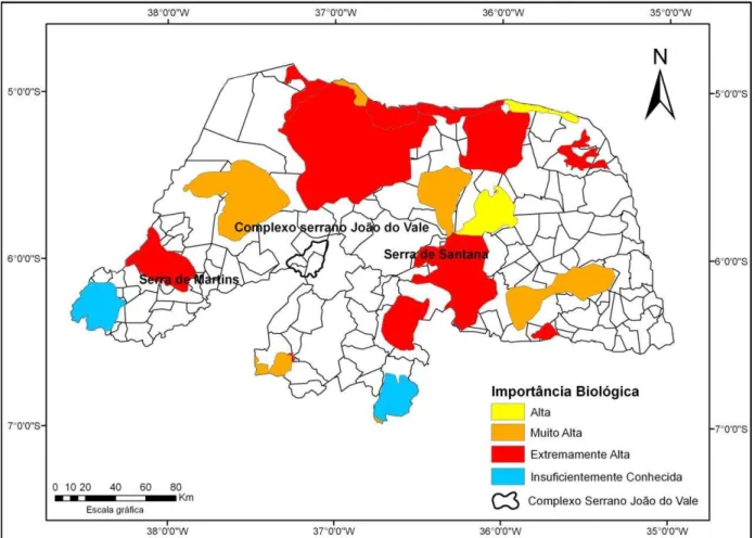 Figura 3- Mapa de Áreas Prioritárias do Bioma Caatinga no Estado do Rio Grande do Norte