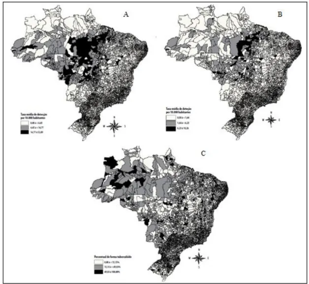 Figura 20 - Distribuição dos casos novos de hanseníase por municípios, Brasil, 2000 a 2002